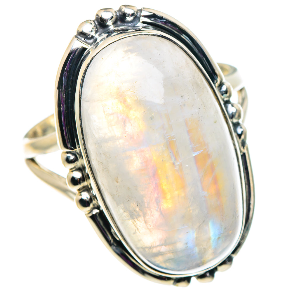 Rainbow Moonstone Rings handcrafted by Anasilvercos - RING92652