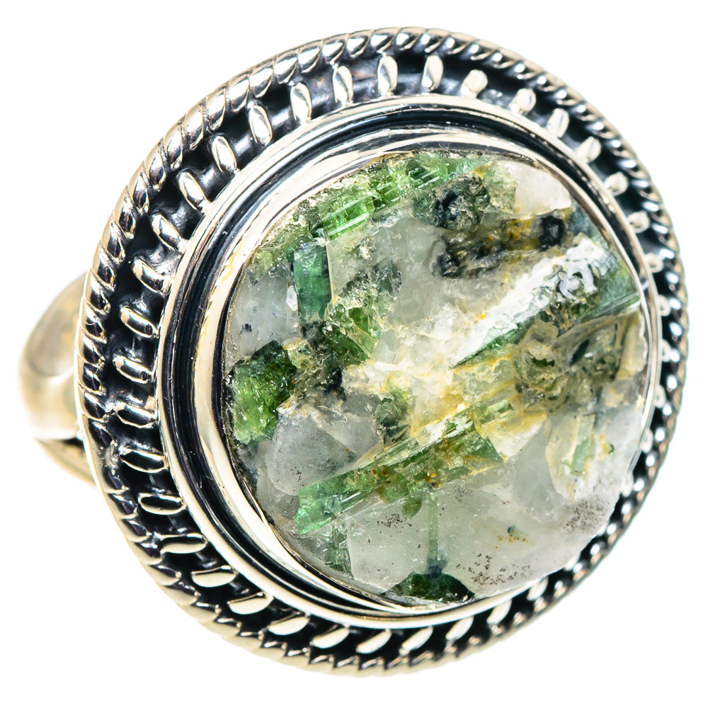 Green Tourmaline In Quartz Rings handcrafted by Anasilvercos - RING92660