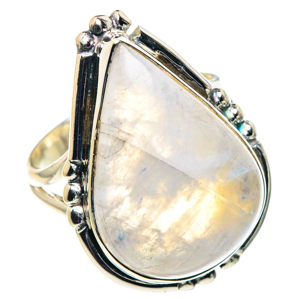 Rainbow Moonstone Rings handcrafted by Anasilvercos - RING92690