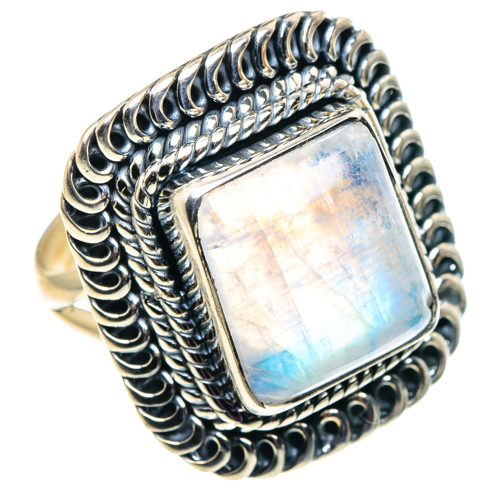 Rainbow Moonstone Rings handcrafted by Anasilvercos - RING92692