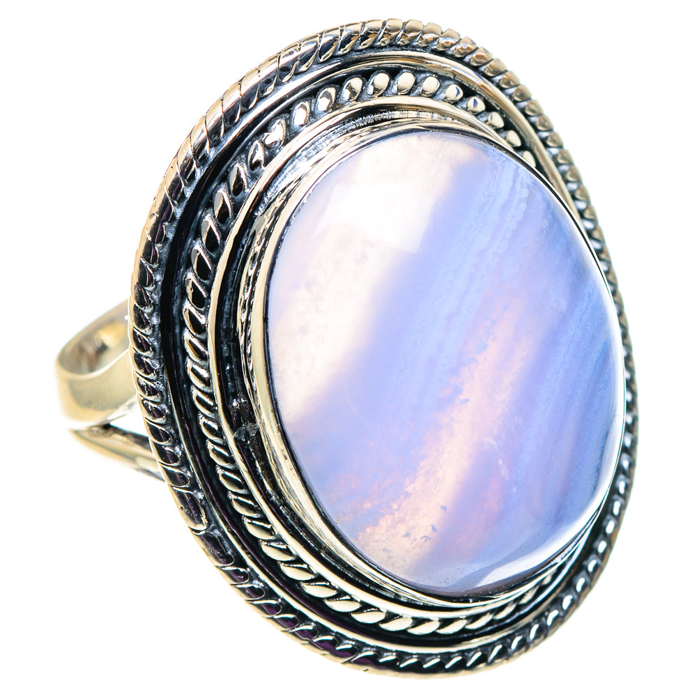 Blue Lace Agate Rings handcrafted by Anasilvercos - RING92717