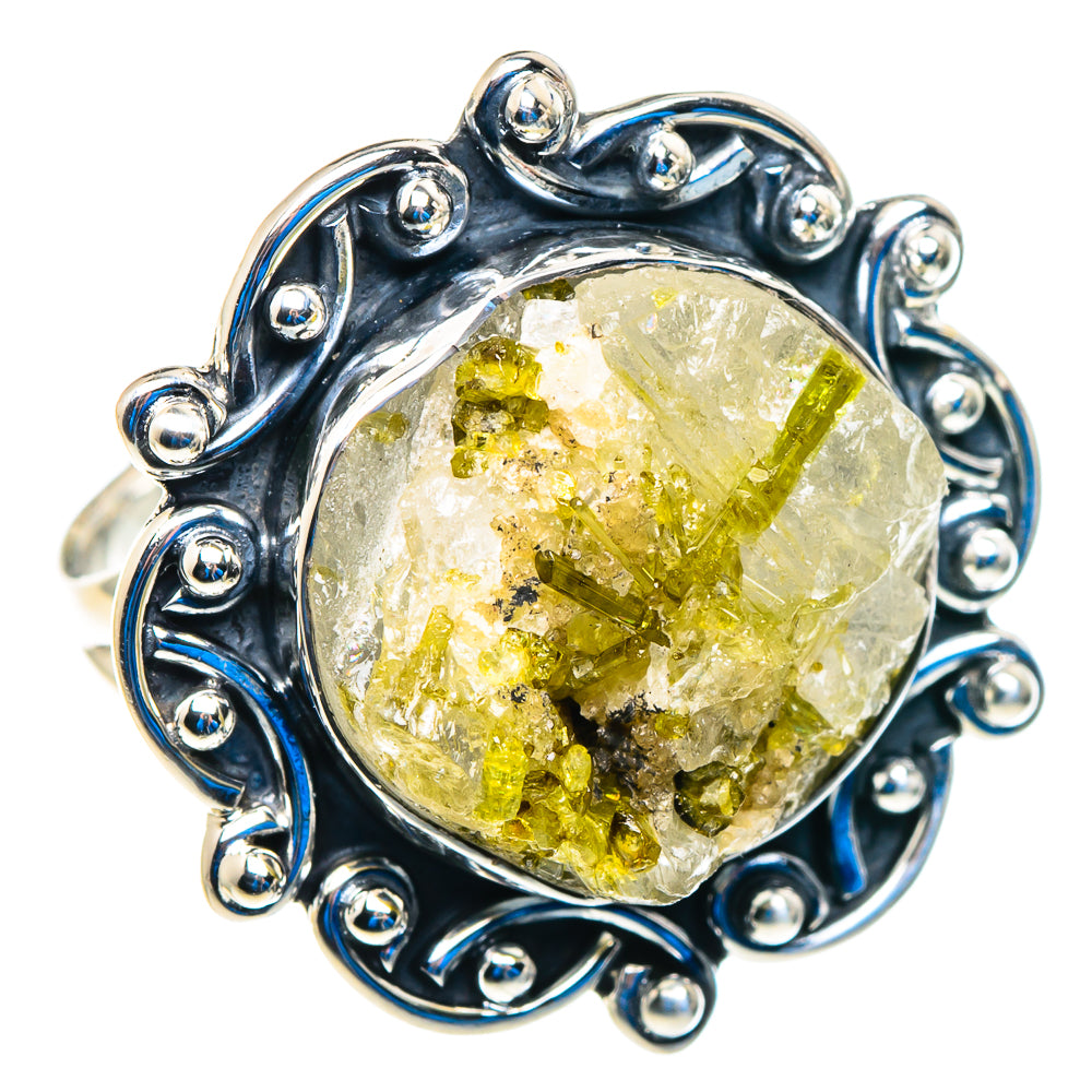Green Tourmaline In Quartz Rings handcrafted by Anasilvercos - RING92726 - Photo 2