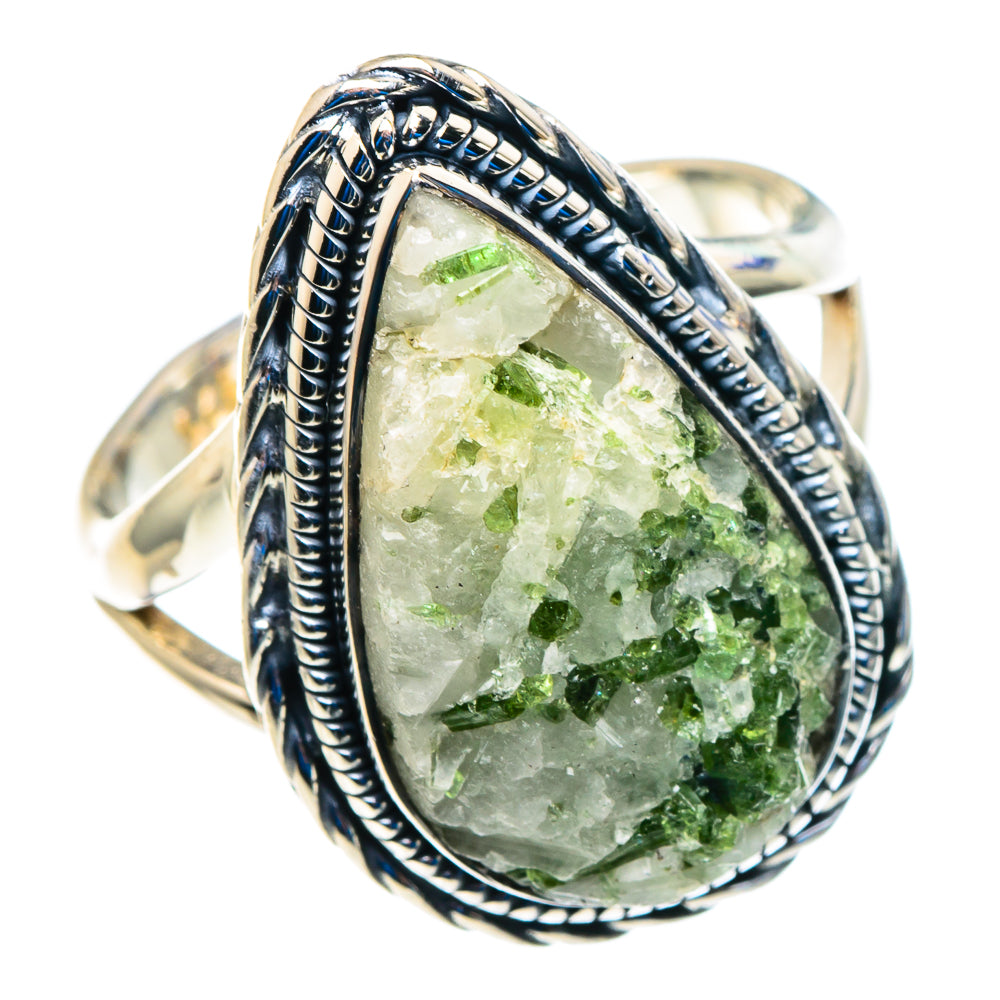 Green Tourmaline In Quartz Rings handcrafted by Anasilvercos - RING92749
