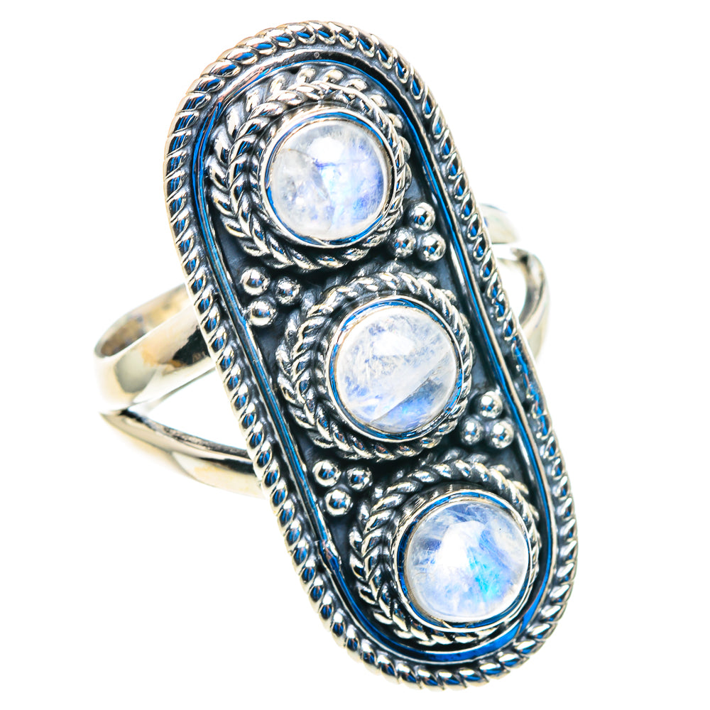 Rainbow Moonstone Rings handcrafted by Anasilvercos - RING92764