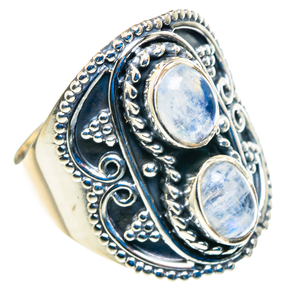 Rainbow Moonstone Rings handcrafted by Anasilvercos - RING92784