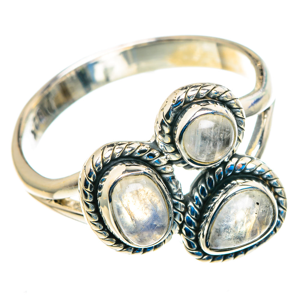 Rainbow Moonstone Rings handcrafted by Anasilvercos - RING92827