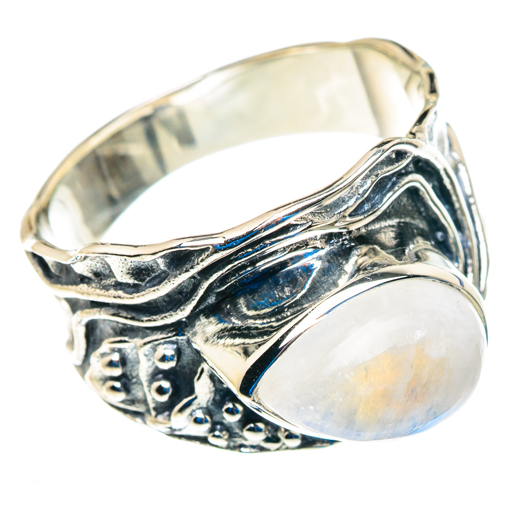 Rainbow Moonstone Rings handcrafted by Anasilvercos - RING92828