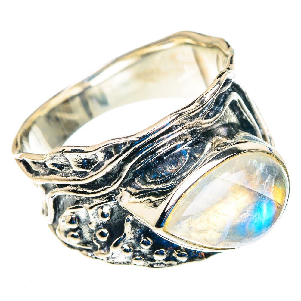 Rainbow Moonstone Rings handcrafted by Anasilvercos - RING92854