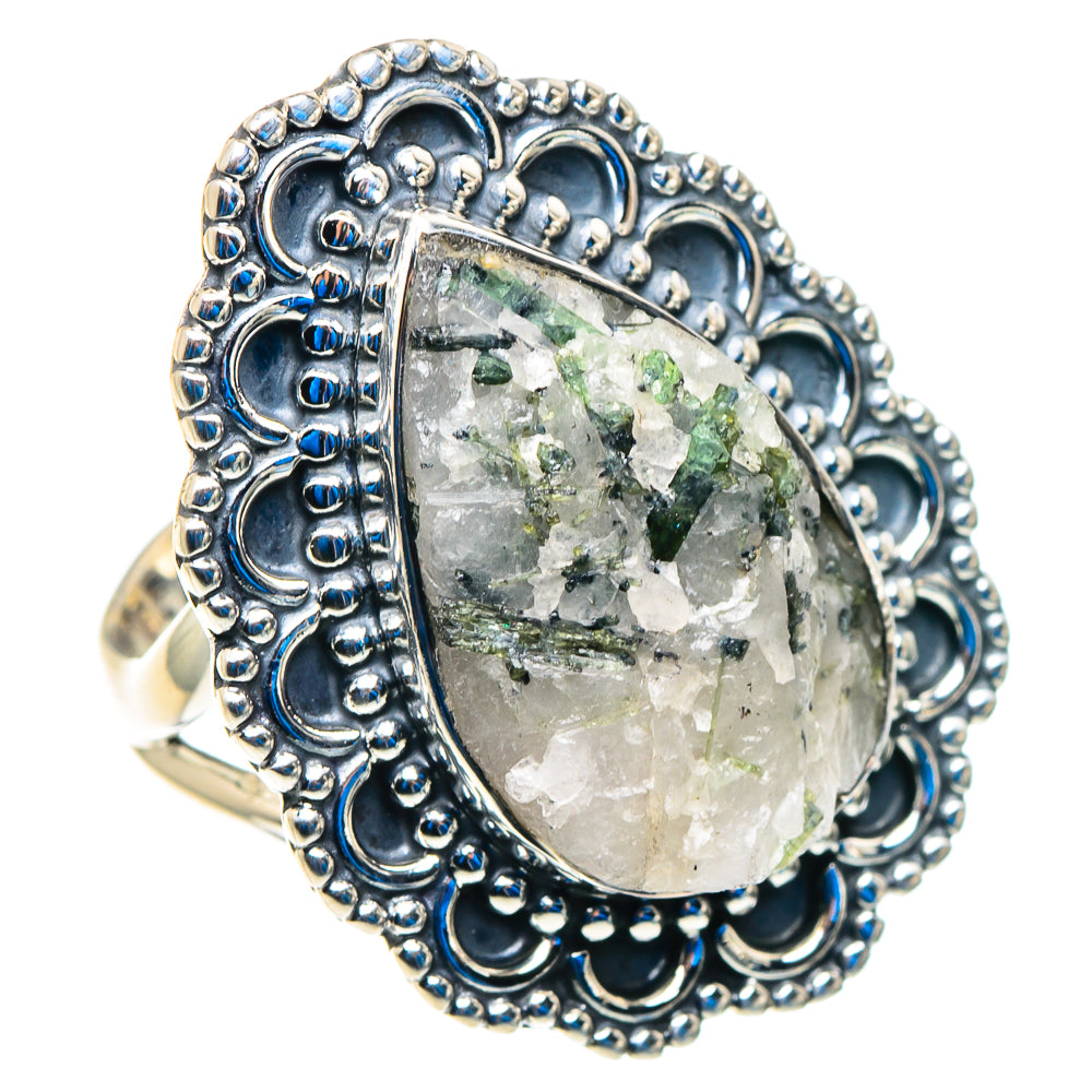 Green Tourmaline In Quartz Rings handcrafted by Anasilvercos - RING92861 - Photo 2