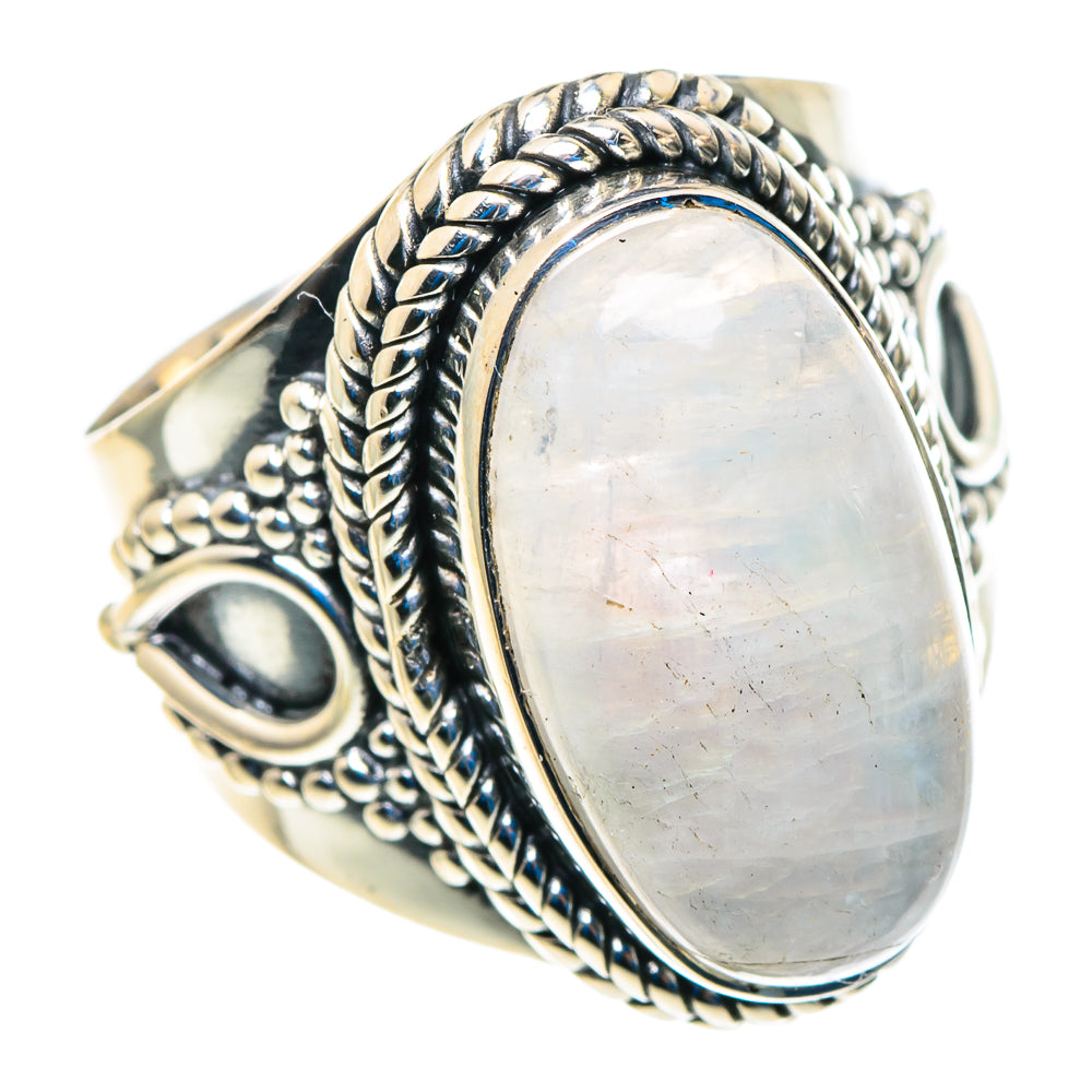 Rainbow Moonstone Rings handcrafted by Anasilvercos - RING92864