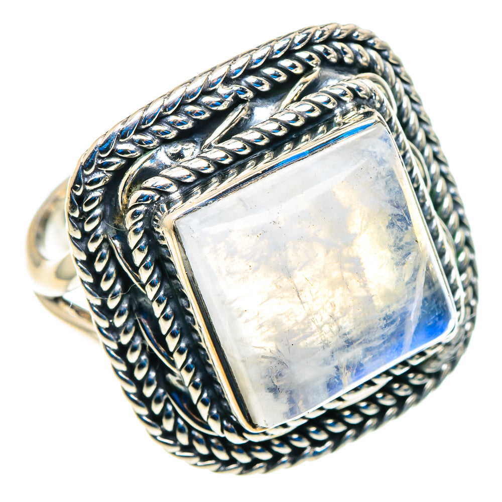 Rainbow Moonstone Rings handcrafted by Anasilvercos - RING92865