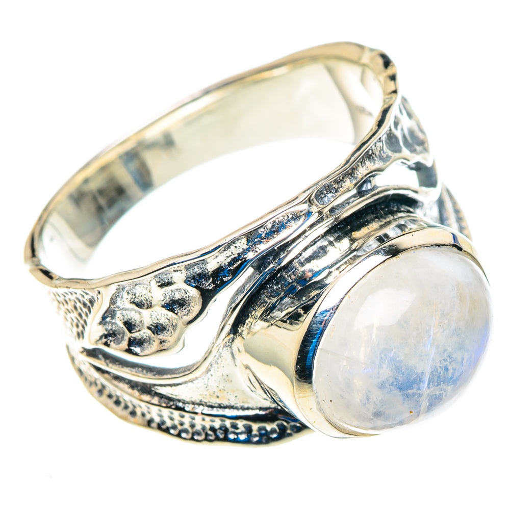Rainbow Moonstone Rings handcrafted by Anasilvercos - RING92866