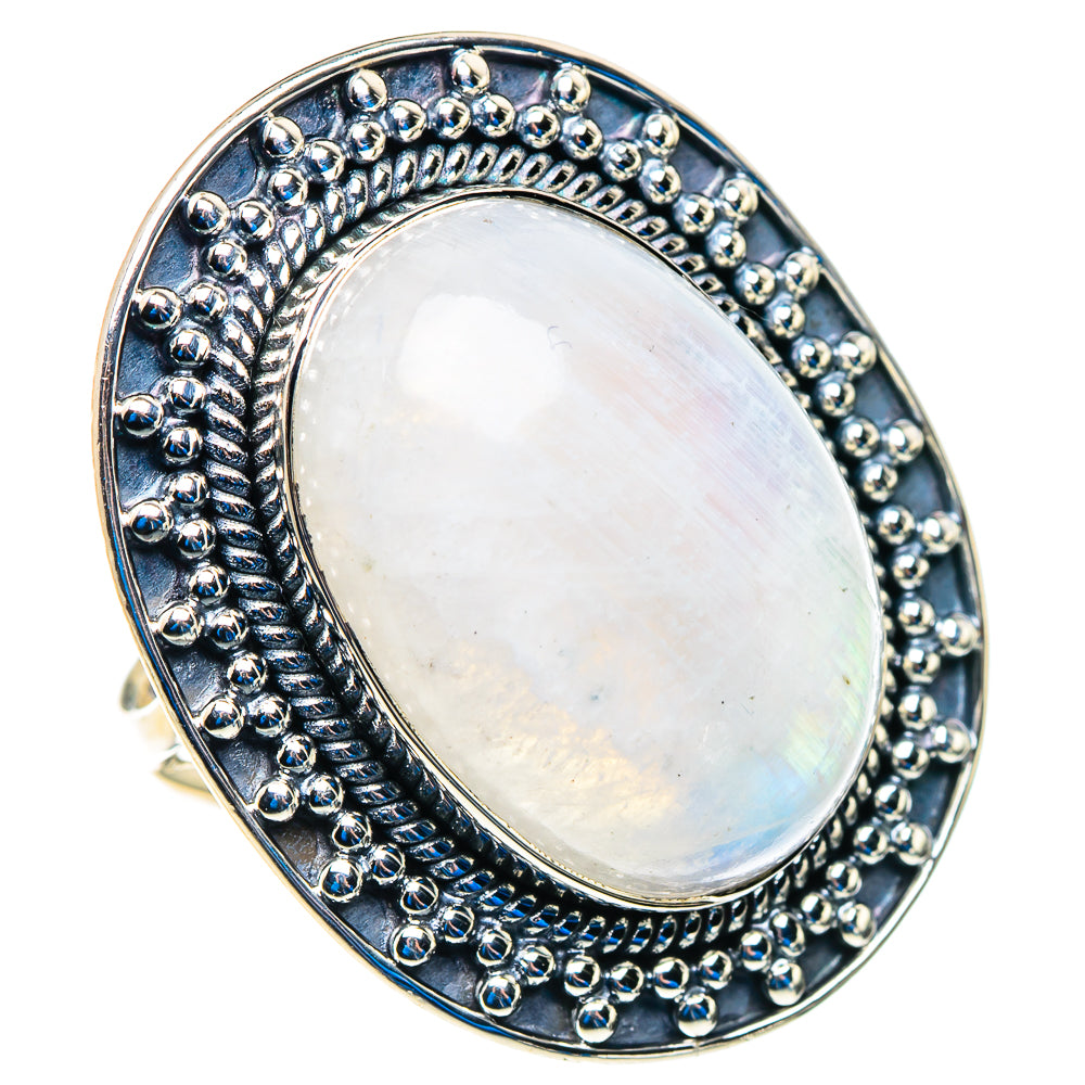 Rainbow Moonstone Rings handcrafted by Anasilvercos - RING92915
