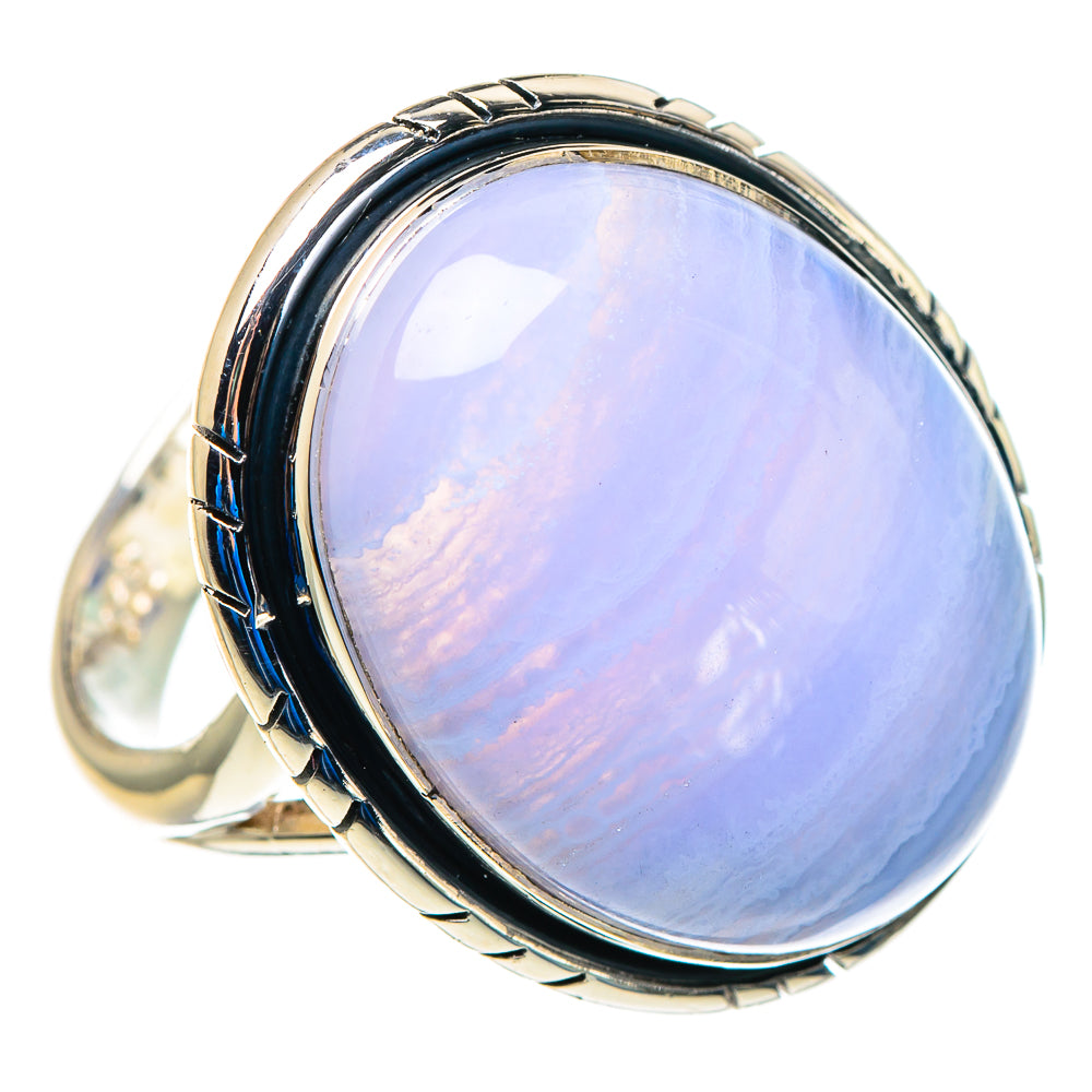 Blue Lace Agate Rings handcrafted by Anasilvercos - RING92916