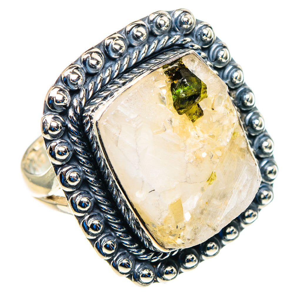 Green Tourmaline In Quartz Rings handcrafted by Anasilvercos - RING92940 - Photo 2
