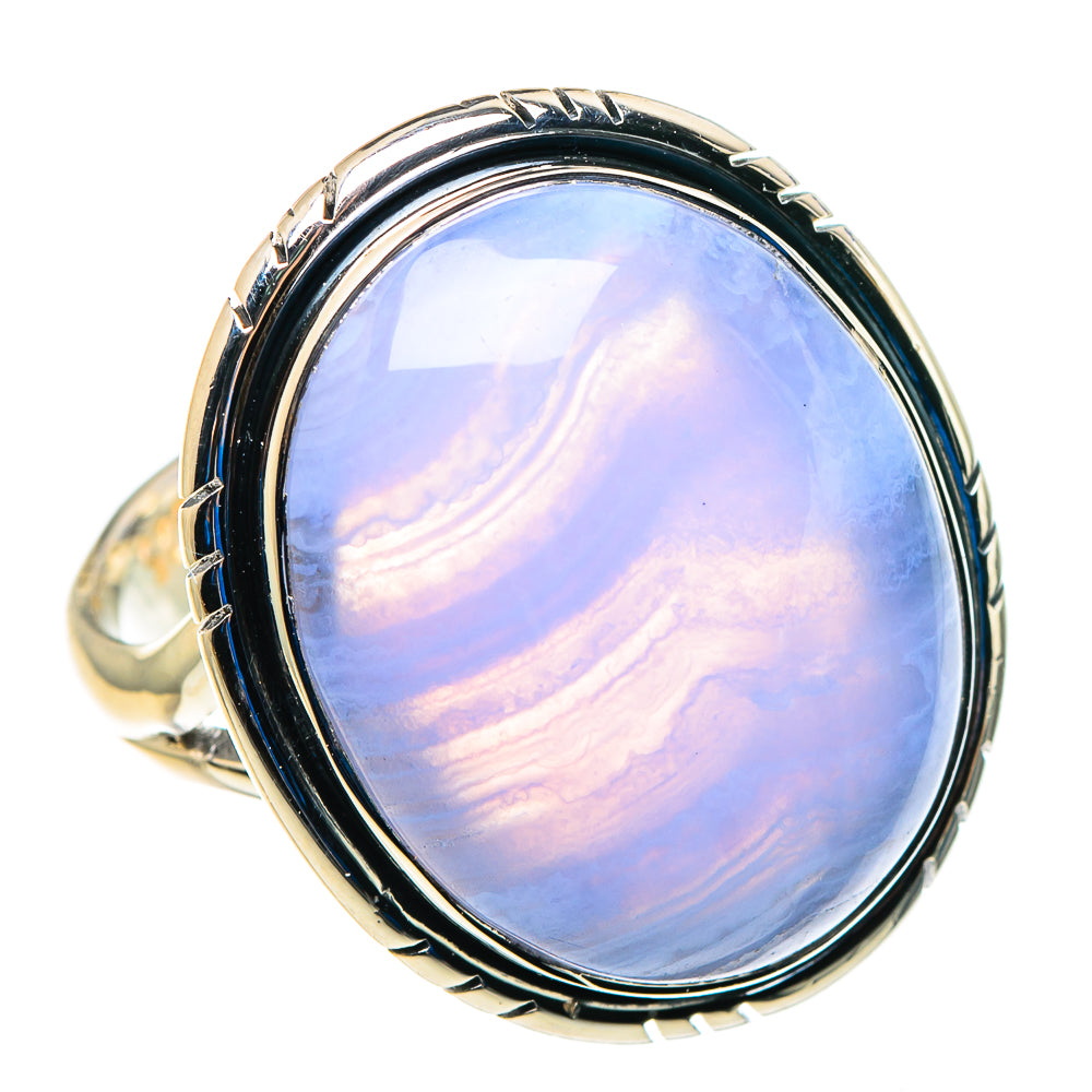 Blue Lace Agate Rings handcrafted by Anasilvercos - RING92964