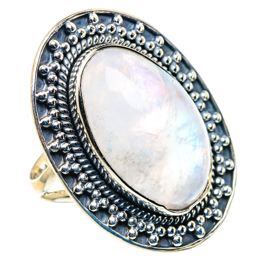 Rainbow Moonstone Rings handcrafted by Anasilvercos - RING92999