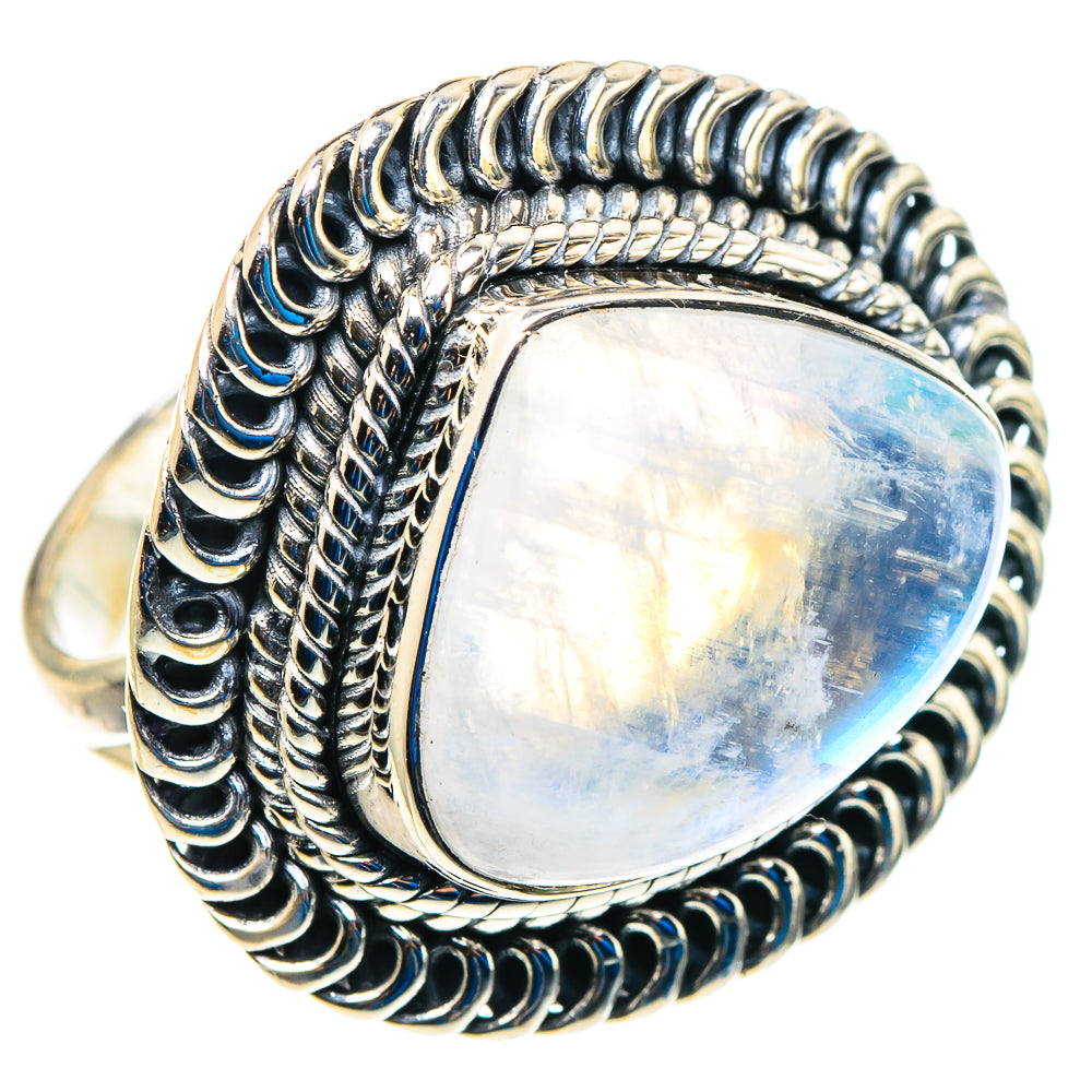 Rainbow Moonstone Rings handcrafted by Anasilvercos - RING93000