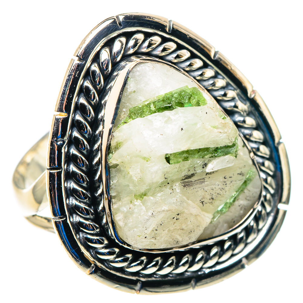 Green Tourmaline In Quartz Rings handcrafted by Anasilvercos - RING93021