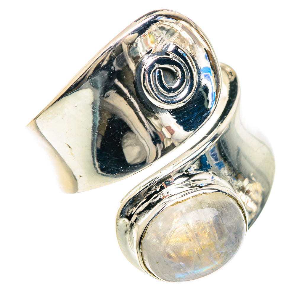 Rainbow Moonstone Rings handcrafted by Anasilvercos - RING93039
