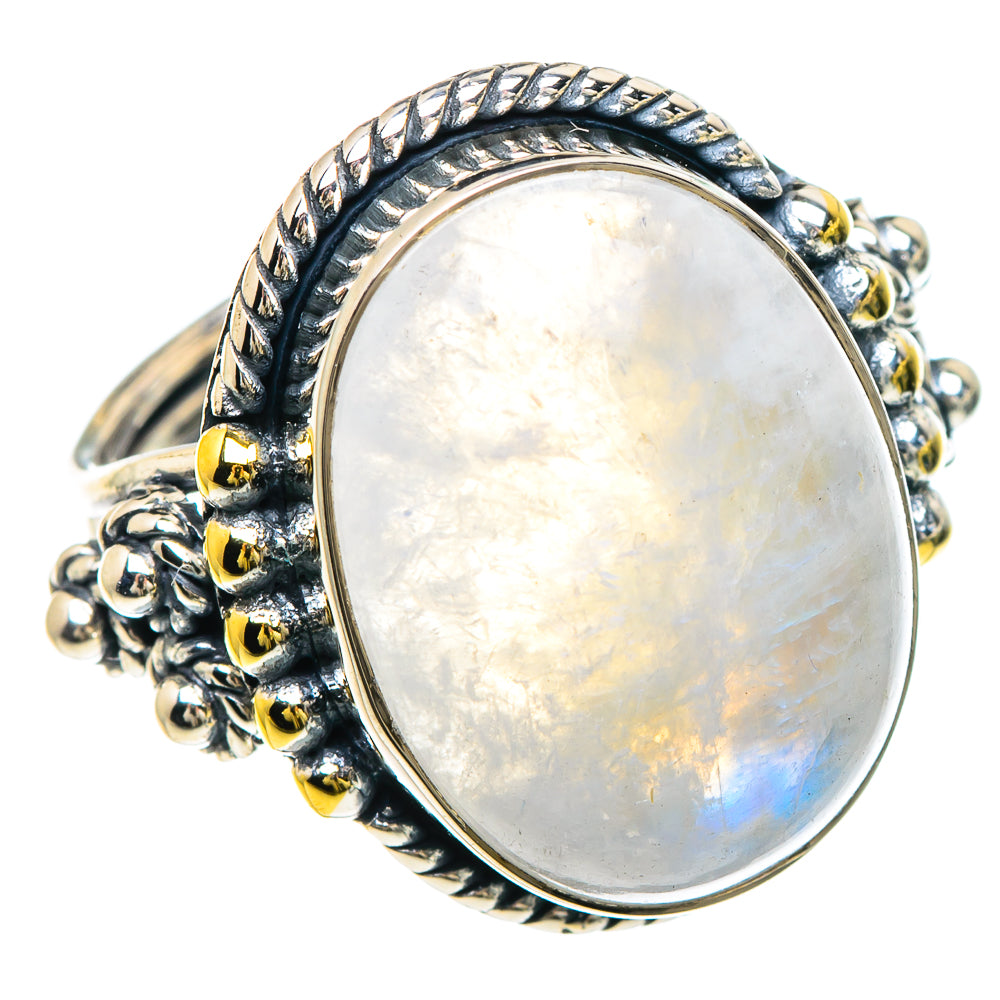 Rainbow Moonstone Rings handcrafted by Anasilvercos - RING93040