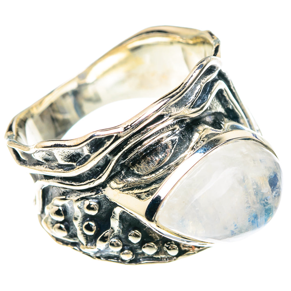 Rainbow Moonstone Rings handcrafted by Anasilvercos - RING93064