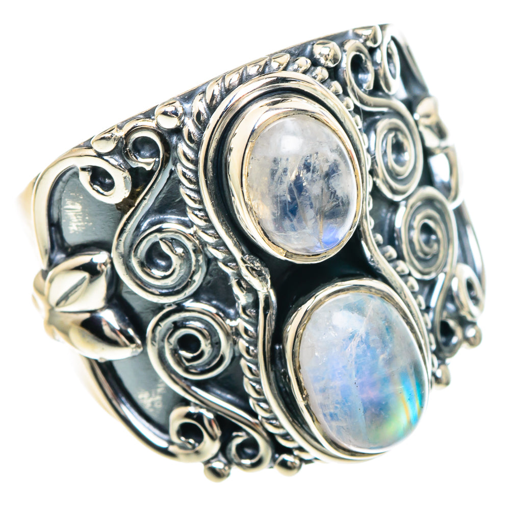 Rainbow Moonstone Rings handcrafted by Anasilvercos - RING93094