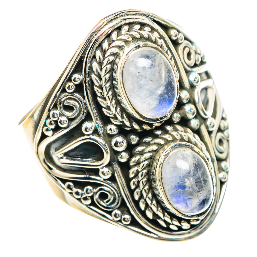 Rainbow Moonstone Rings handcrafted by Anasilvercos - RING93111