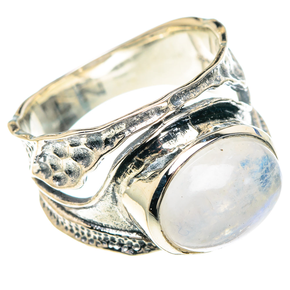 Rainbow Moonstone Rings handcrafted by Anasilvercos - RING93112
