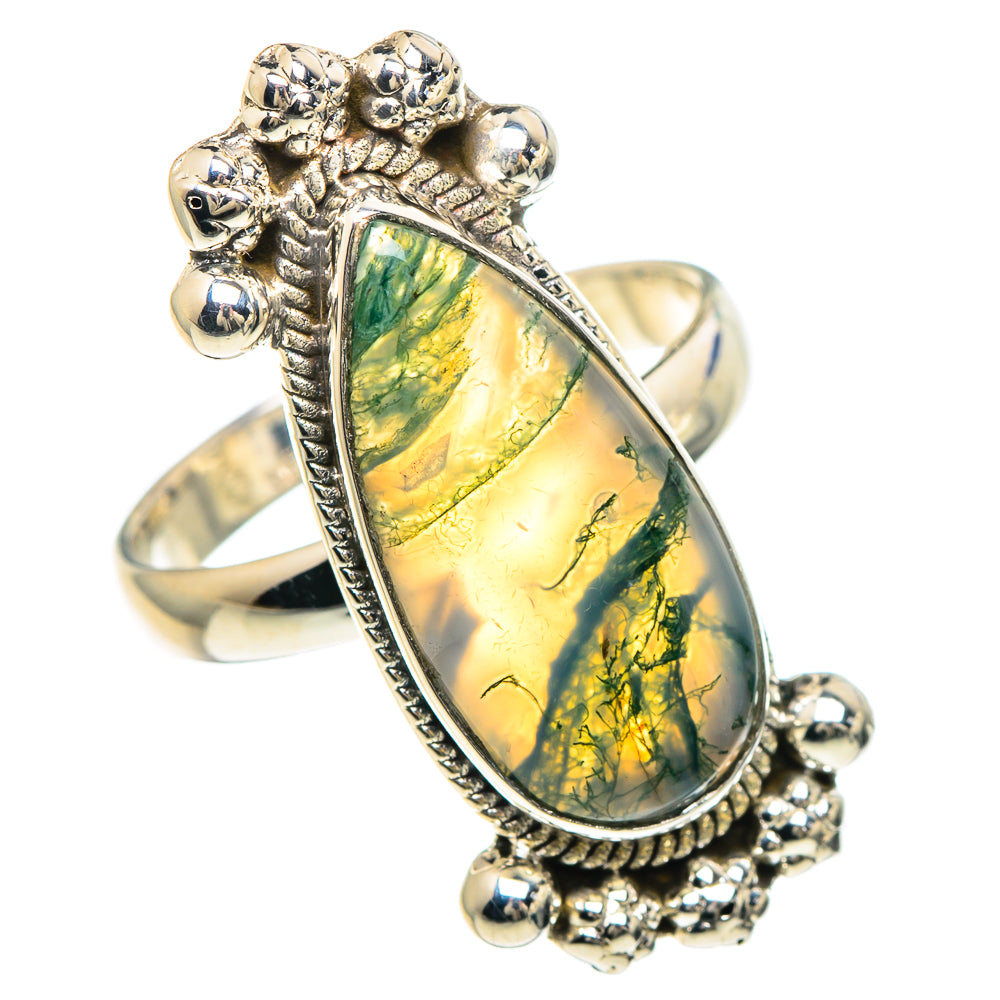 Green Moss Agate Rings handcrafted by Anasilvercos - RING93123