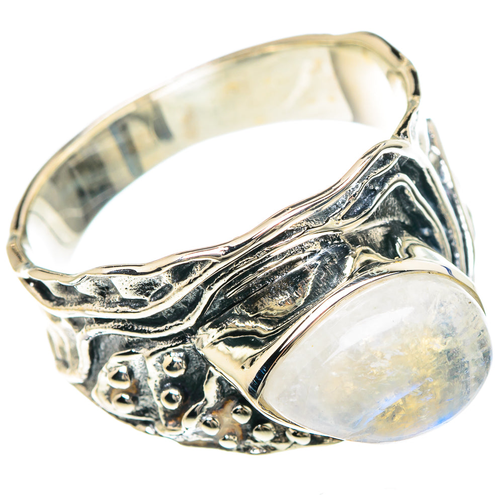 Rainbow Moonstone Rings handcrafted by Anasilvercos - RING93133