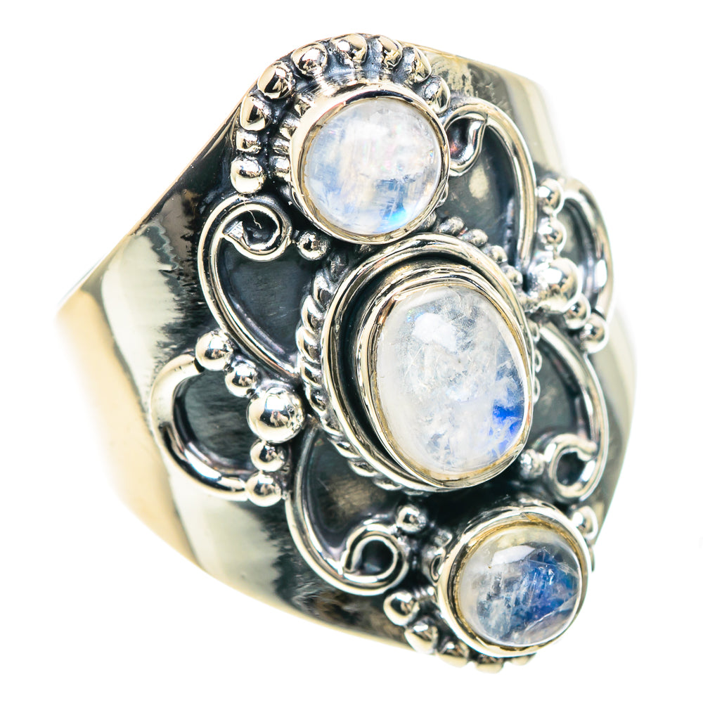 Rainbow Moonstone Rings handcrafted by Anasilvercos - RING93134