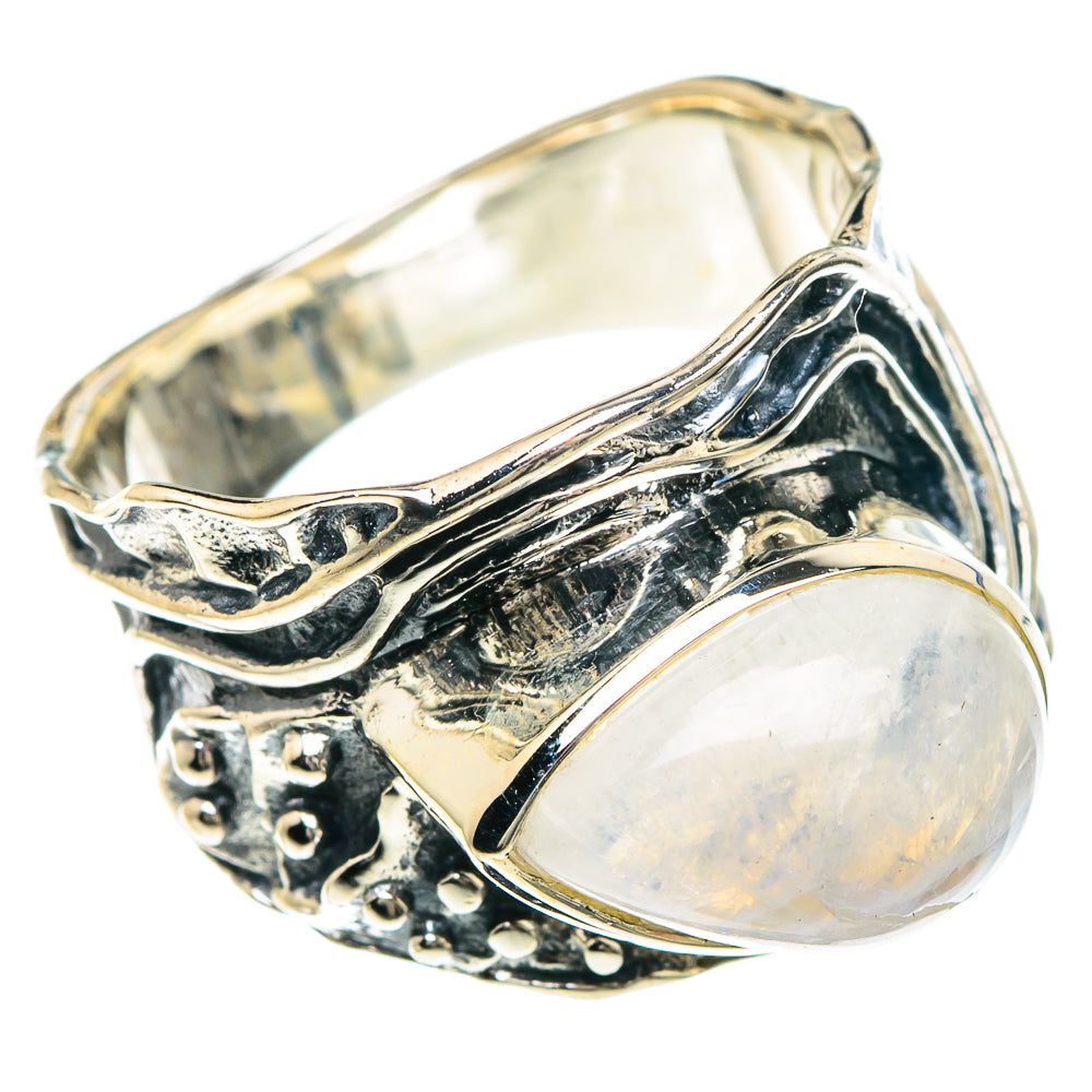 Rainbow Moonstone Rings handcrafted by Anasilvercos - RING93135