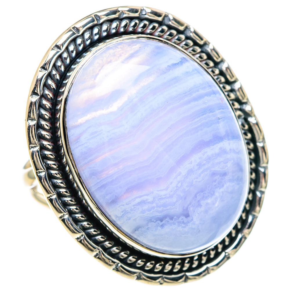 Blue Lace Agate Rings handcrafted by Anasilvercos - RING93169