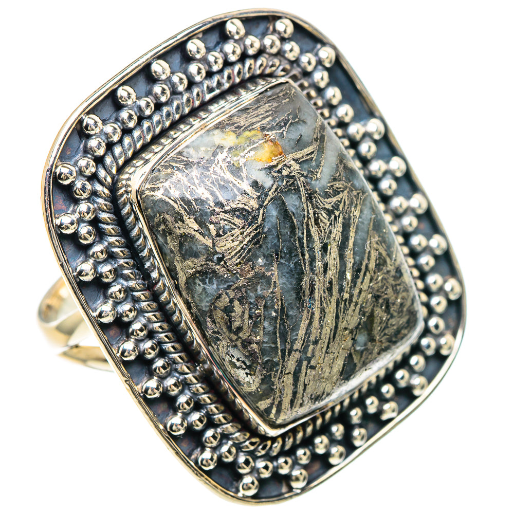 Pyrite Agate Rings handcrafted by Anasilvercos - RING93223 - Photo 2
