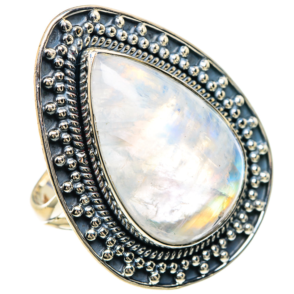 Rainbow Moonstone Rings handcrafted by Anasilvercos - RING93232