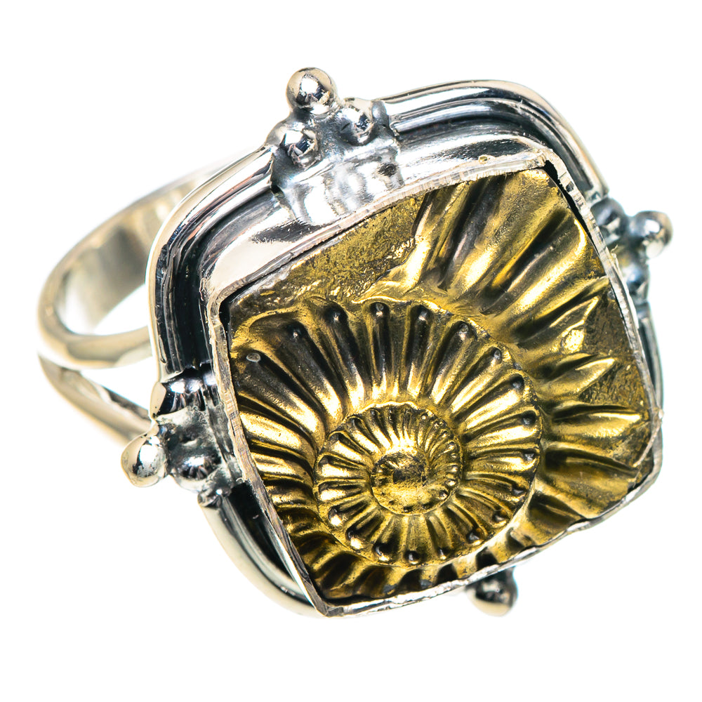 Pyrite Fossil Rings handcrafted by Anasilvercos - RING93334