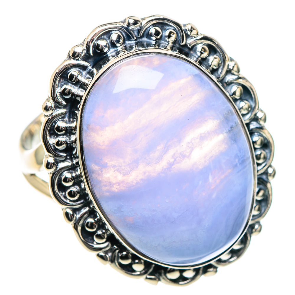 Blue Lace Agate Rings handcrafted by Anasilvercos - RING93338