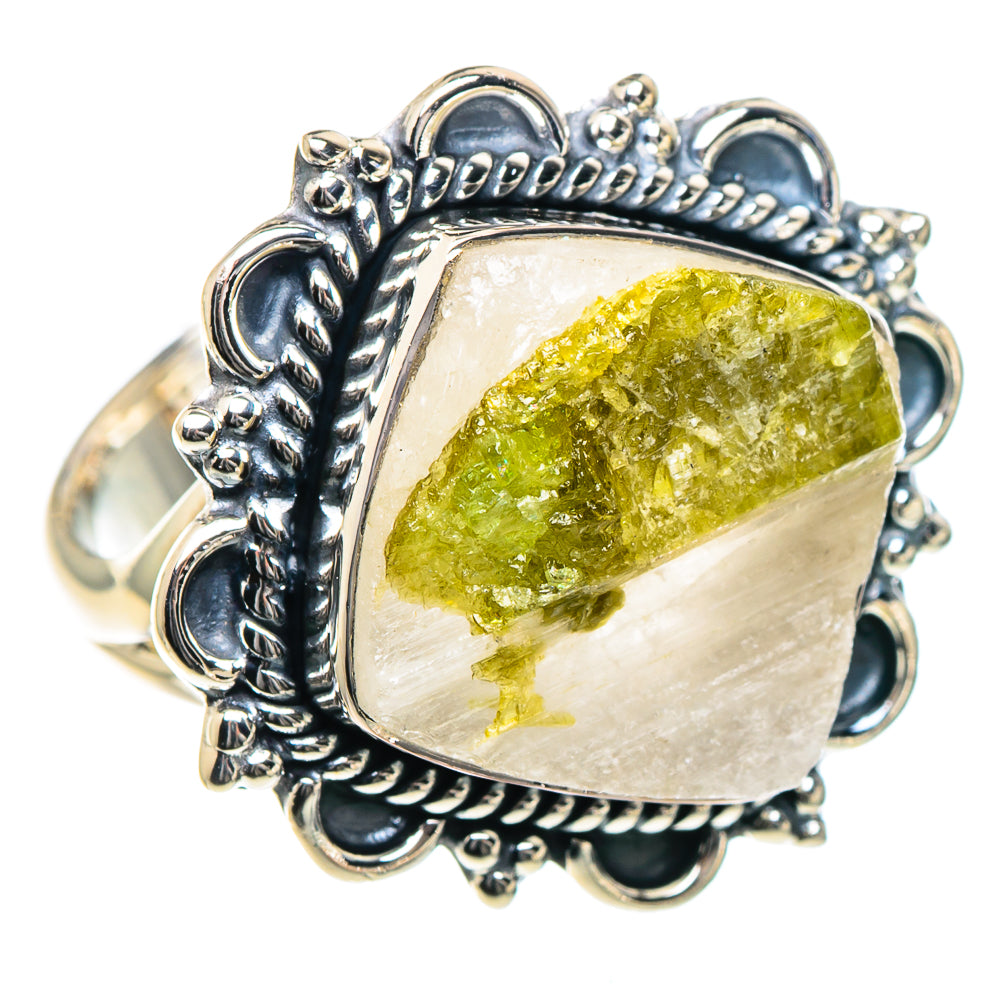 Green Tourmaline In Quartz Rings handcrafted by Anasilvercos - RING93346