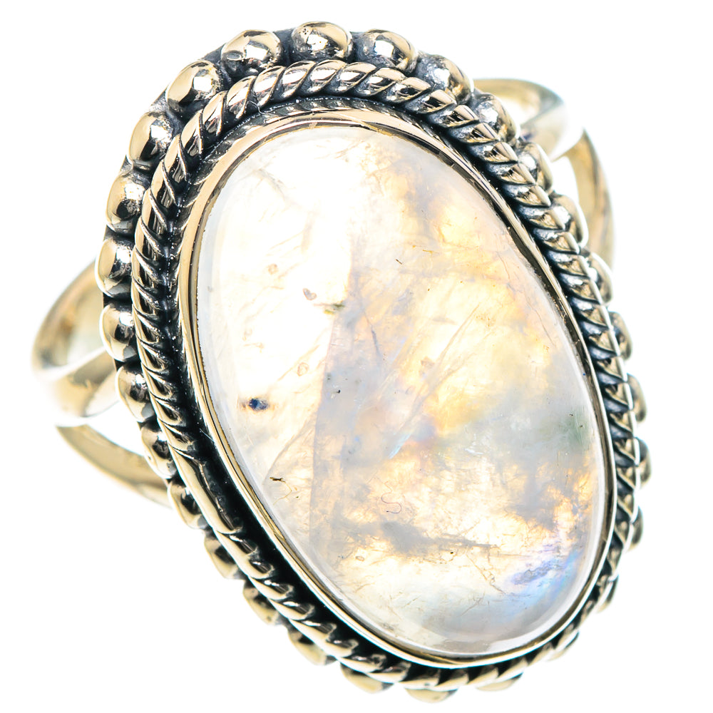 Rainbow Moonstone Rings handcrafted by Anasilvercos - RING93373