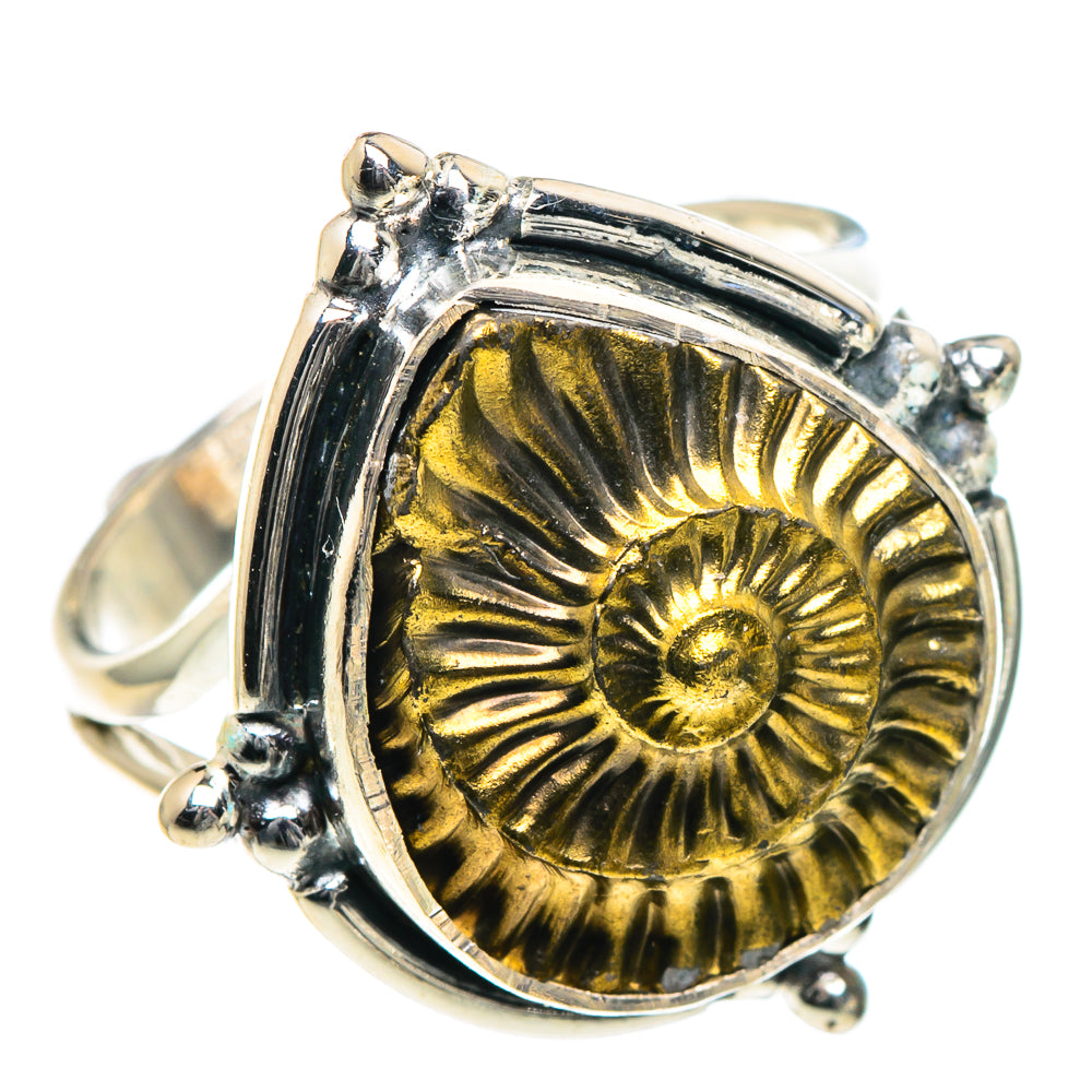 Pyrite Fossil Rings handcrafted by Anasilvercos - RING93391