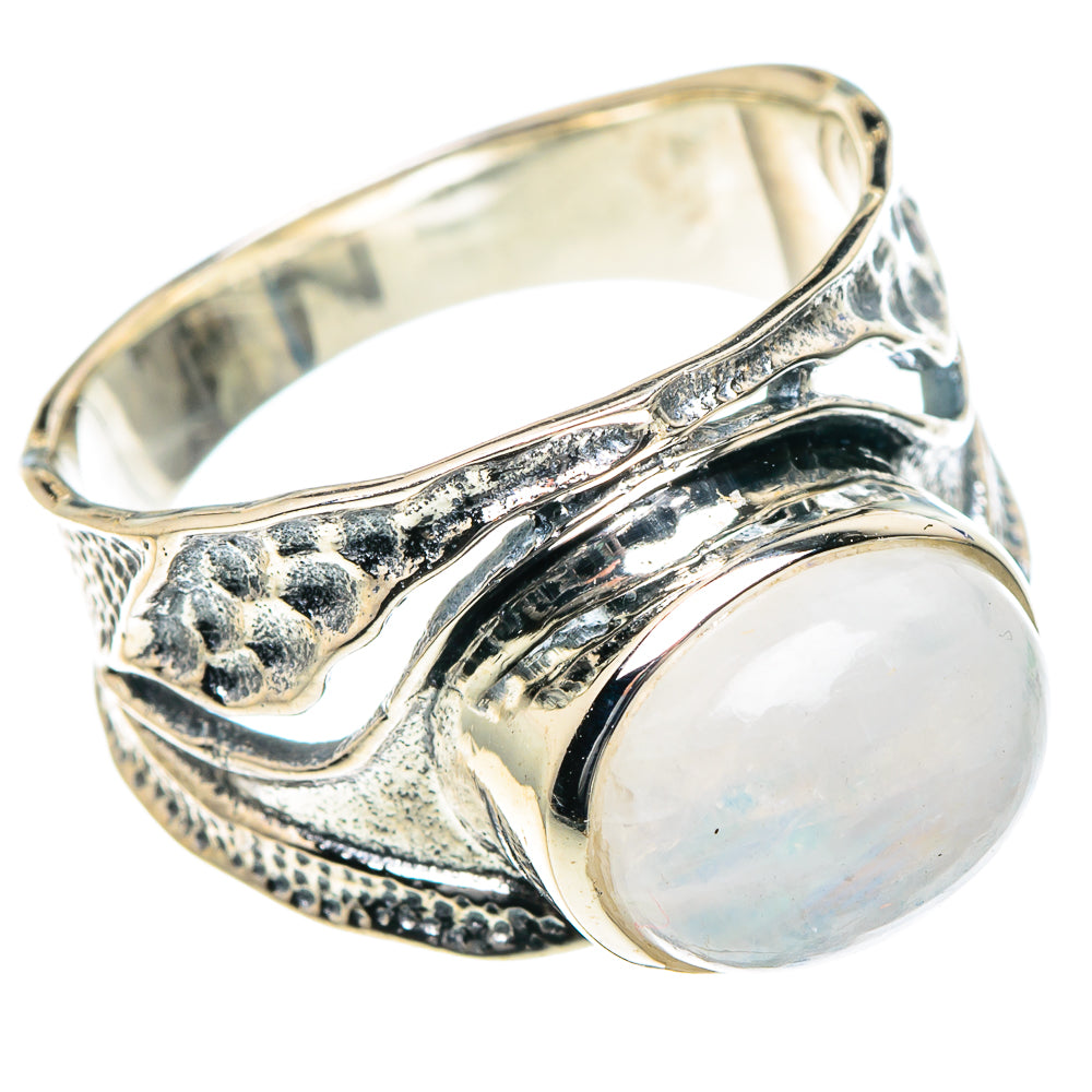 Rainbow Moonstone Rings handcrafted by Anasilvercos - RING93393