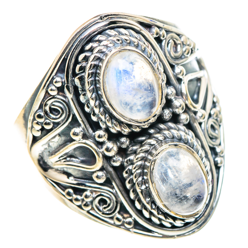 Rainbow Moonstone Rings handcrafted by Anasilvercos - RING93410