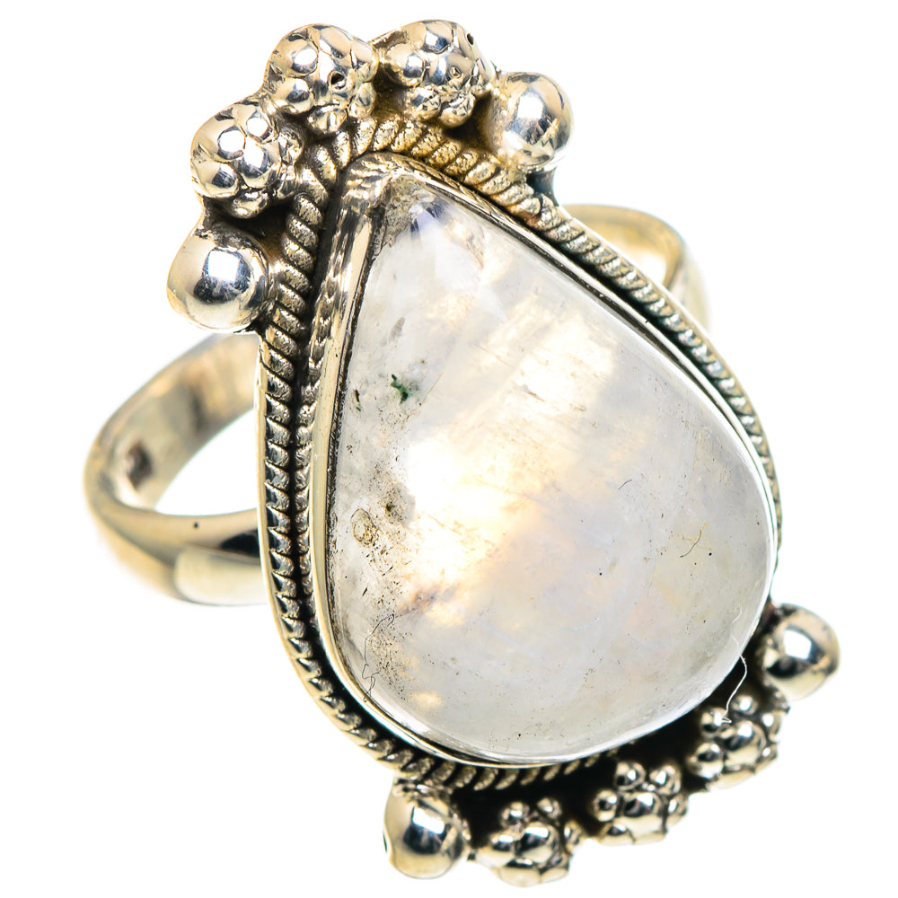 Rainbow Moonstone Rings handcrafted by Anasilvercos - RING93426