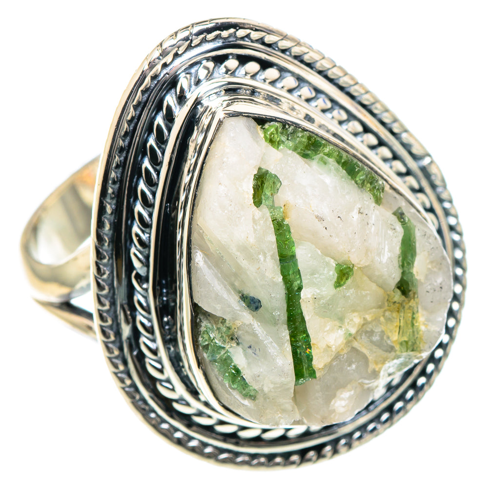 Green Tourmaline In Quartz Rings handcrafted by Anasilvercos - RING93445