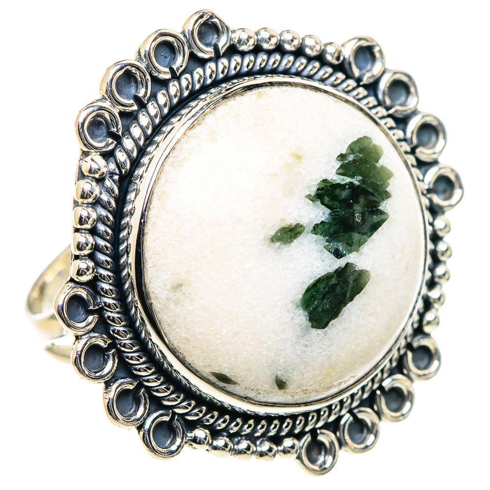 Green Tourmaline In Quartz Rings handcrafted by Anasilvercos - RING93466