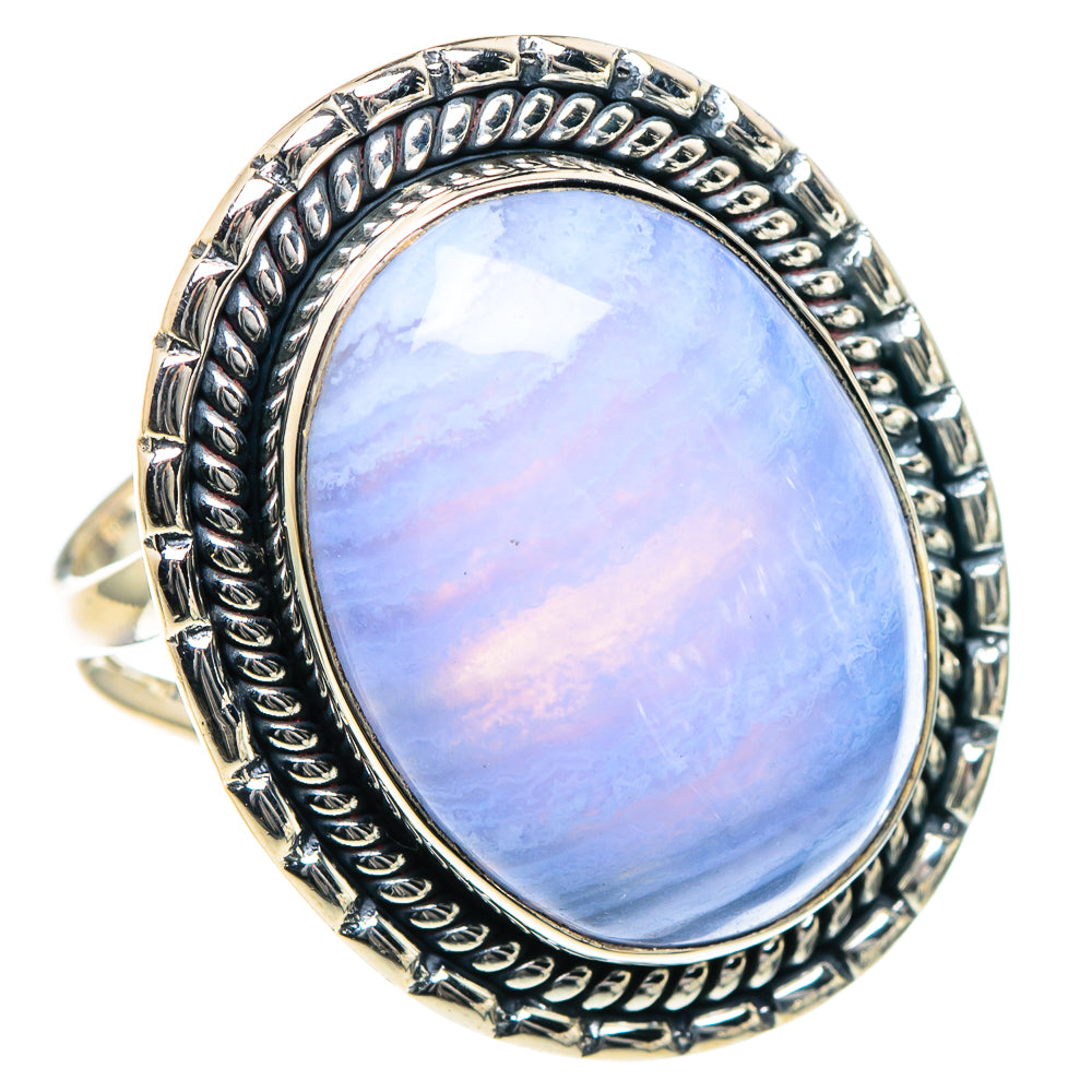 Blue Lace Agate Rings handcrafted by Anasilvercos - RING93467