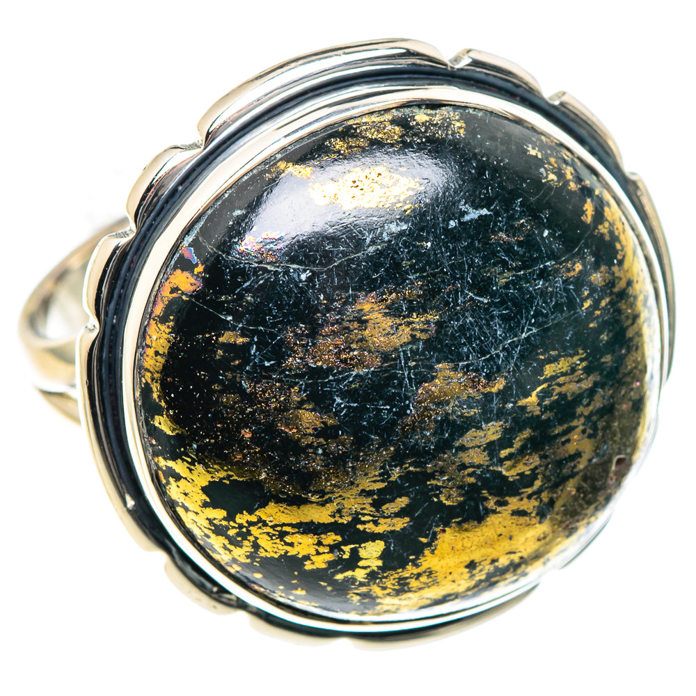 Pyrite In Black Onyx Rings handcrafted by Anasilvercos - RING93499
