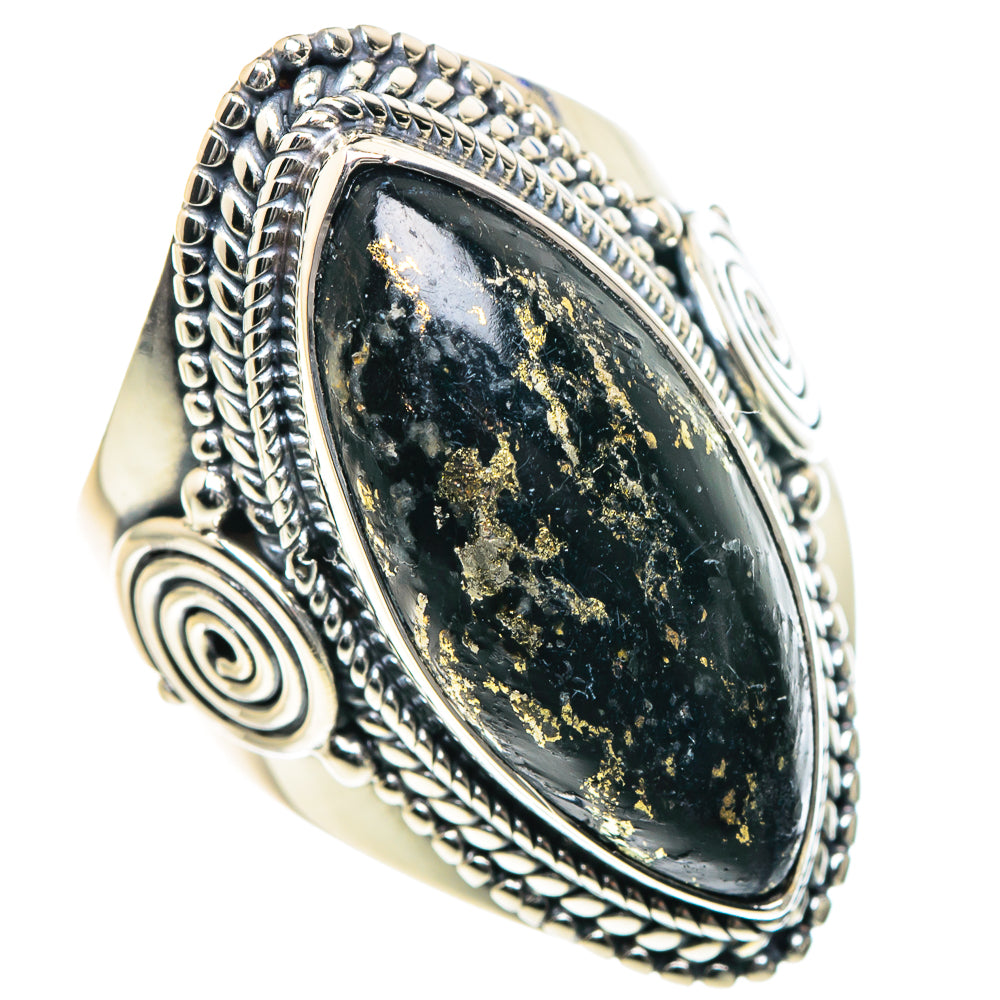 Pyrite In Black Onyx Rings handcrafted by Anasilvercos - RING93501