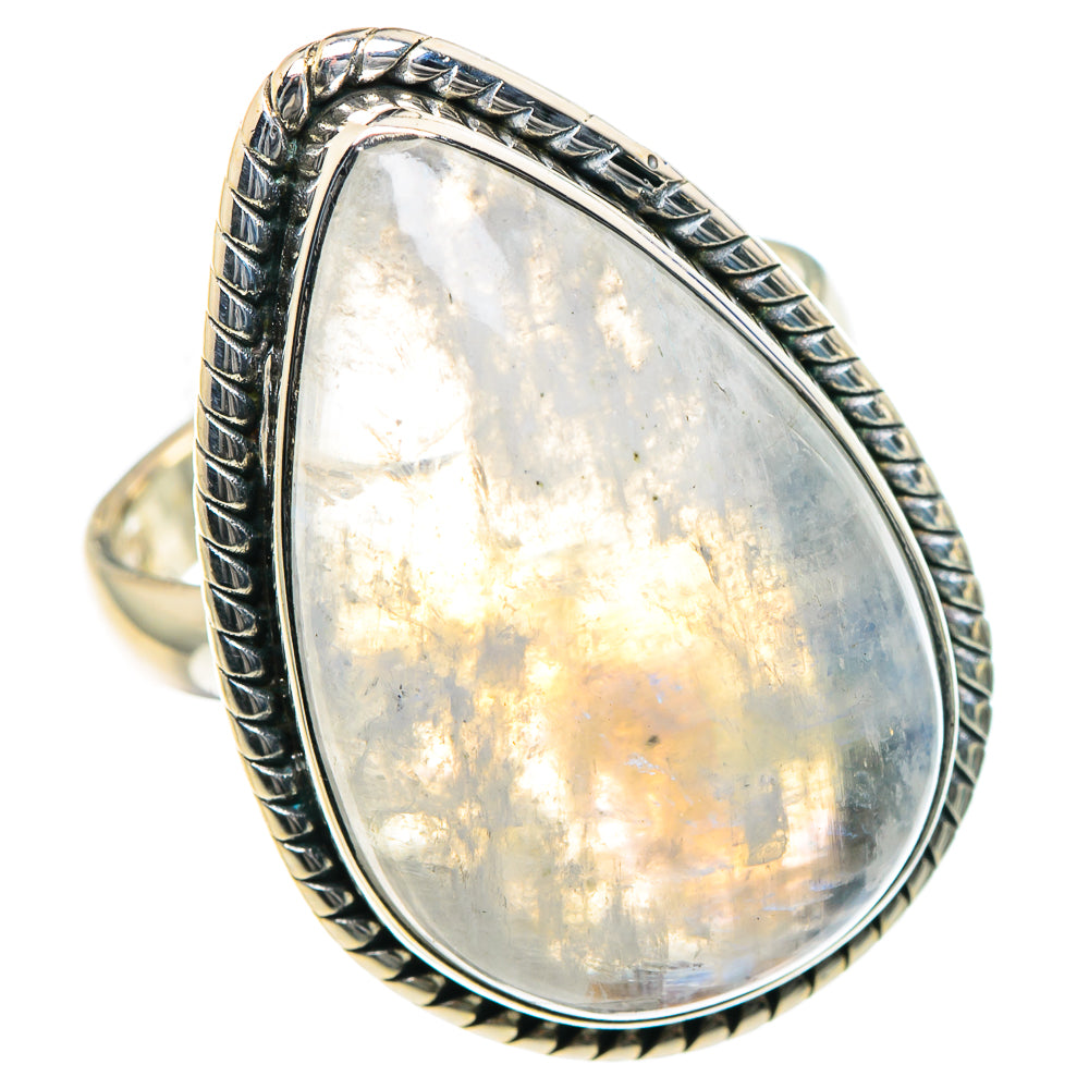 Rainbow Moonstone Rings handcrafted by Anasilvercos - RING93504